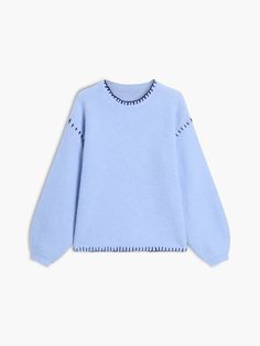 Baby Blue Pullover Sweater Coastal Granddaughter Clothes, California Fits, Aesthetic Pngs, Bd Ideas, Thrift List, Streetwear Spring, Baby Blue Sweater, Clothes Wishlist, Fit Clothes