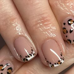 Sophie@millounails&beauty on Instagram: "Little leopards 🤍✨  #leopardprint #leopardprintnails #frenchmanicure #frenchnails #nails #nudenails" Classy Animal Print Nails, French Nails With Leopard Print, Biab Nails Leopard, Leopard Nail Tips, Short Leapord Nails, Animal Print Tip Nails, Animal Print Short Nails, Leopard Print French Nails, Leopard Print French Tip Nails