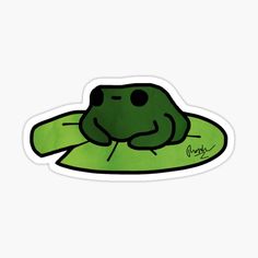 a sticker with a frog on it's back