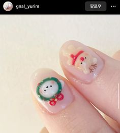 Sanrio Christmas Nails, Kawaii Christmas Nails, Christmas Nail Stickers, 3d Flower Nails, Cute Christmas Nails, Korean Nails, Christmas Gel Nails