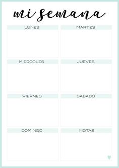 a printable spanish menu with the words mi seunana written in cursive writing