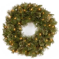 a christmas wreath with lights on it