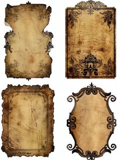 four old paper frames with scrolls and scrolls