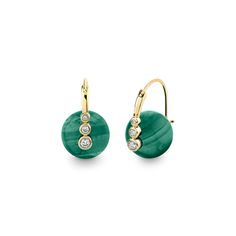 Shop Sydney Evan 14k Gold & Diamond Graduated Bezel Malachite Bead Earrings Modern Hoop Earrings, Verdant Green, Everyday Jewellery, Malachite Earrings, Malachite Jewelry, Rose Gold Jewelry, Yellow Gold Earring, Vivid Color, Emotional Healing