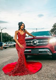 Red Prom Dresses Long Black Women, Red And Silver Prom Dress, Red Prom Dress Black Women, Red Prom Looks, Prom Black Women, Red Prom Couple, Red Prom Dresses Long, Prom Dresses Long Black, Gabriels Inferno