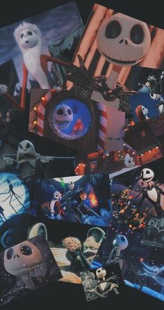 many pictures of jack skellingy and jack - o'- lantern characters are grouped together