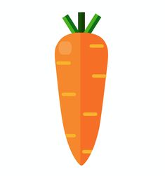 an orange carrot with green stems on it