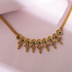 Azba Leafy Floral Antique Necklace Simple Real Gold Necklace, 3 Pavan Gold Necklace, Gold Necklace Unique Design, 16 Gms Gold Necklace, Plain Gold Necklace Indian, Intricate Gold Necklace, Gold Wedding Necklace Indian, 15 Gm Gold Necklace Design, Antique Choker Designs Gold