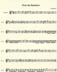 sheet music with the words over the rainbow