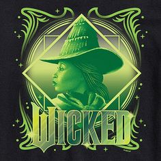 Show off your love for all things Wicked with this graphic t-shirt for women and juniors featuring the iconic Elphaba in striking green tones against a black backdrop. It's made from 100% cotton and has a regular-fit, a classic crew neckline, and short sleeves. Character: WickedClosure Type: Pullover HeadFit: Regular FitNeckline: Crew NeckSleeve Length: Short SleeveFiber Content: 100% CottonFabric Description: KnitCare: Machine Wash, Tumble DryCountry of Origin: Imported Green Themed T-shirt With Graphic Print, Themed Green T-shirt With Graphic Print, Wicked Shirt, Universal Tshirts, Black Backdrop, Black Backdrops, Green Tones, Crew Neckline, Womens Tees