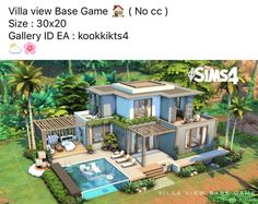 an image of a house in the game sims4, with its own pool