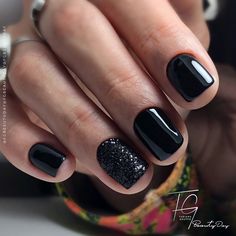 Black nails, dark nails, glitter nails, short nails | Fall Nails, Autumn nails, Fall Nail Art Trends, Fall Nail Ideas Mate Black Nails Short, Gel Polish Nail Designs On Natural Nails Black, Black Nails Short With Design, Classy Short Black Nails, Formal Nails Classy Black, Chic Nails 2023, Black Elegant Nails Short, Trendy Nails Short Black, Pretty Black Nail Designs Short