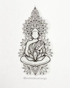 a drawing of a person sitting in a lotus position on top of a white wall