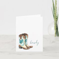 Artwork by Spicewood & Rose Watercolor Card, Custom Greeting Cards, Plant Design, Watercolor Cards, Zazzle Invitations, Ornaments Diy, Cowgirl Boots, Paper Texture, Blank Cards