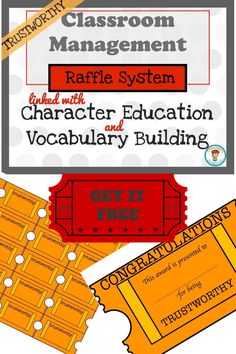 classroom management and character education vocaculary building with text overlaying the image