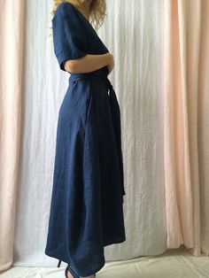 "Linen dress for women with belt, it's elegant, minimalist, and is sure to compliment every occasion, from formal gatherings to outings with friends. Made from 100% European flax, length in front is ± 120 cm(47\"), on back 138 cm(54\") Before placing an order, check the approximate measurements given below. If you are unsure about your size or would like to adjust the length of the item, you could leave your personal measurements (height, bust, waist and hips) in a personalization box. SIZE and Linen Tie Waist Dress For Daywear, Cotton Belted Beach Dress, Belted Solid Color Midi Dress For Summer, Summer Solid Color Belted Midi Dress, Summer Belted Midi Dress, Belted Linen Dresses For Spring, Linen Midi Dress With Tie Waist, Belted Cotton Beach Dress, Summer Midi Belted Dress