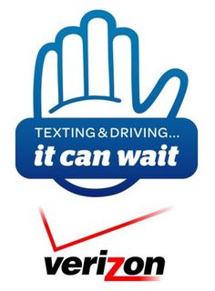 two logos for texting and driving, one with the words it can wait on it