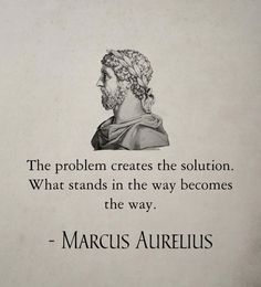 an image of a man with a quote on the back of his head that says, the problem creates the solution what stands in the way becomes the way