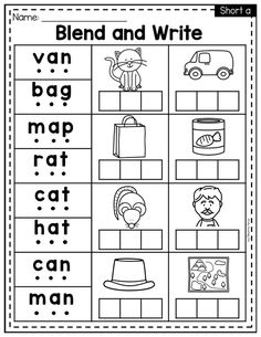 a worksheet with words and pictures to help students learn how to read the word blend