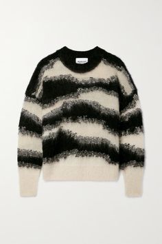 Shop MARANT ÉTOILE Sawyer brushed jacquard-knit sweater, Explore the latest MARANT ÉTOILE women's collection today on NET A PORTER Mohair Wool, Jacquard Knit, 가을 패션, Tailored Pants, Sweaters Knitwear, Knitted Jumper, Wool Fabric, Isabel Marant, Stripes Pattern