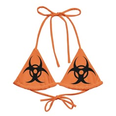 Check out our Biohazard Collection here: https://www.etsy.com/shop/GDSLabel?ref=seller-platform-mcnav&search_query=biohazard Get ready for the summer season with this eco-friendly All-Over Print Recycled Padded String Bikini Top. The top is made from soft recycled polyester, with UPF 50+ and versatile, stretchy straps ready for styling. Grab one today and pair it with a swim-ready outfit. * Flexible and adjustable straps * Soft and stretchy material with UPF 50+ * Sizes up to 6XL * Removable pad Ghost Fashion, Orange Black