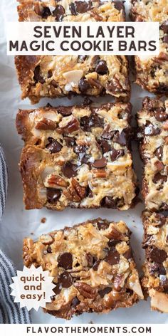 seven layer magic cookie bars stacked on top of each other