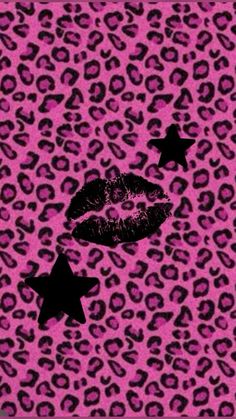 a pink leopard print with black stars on it