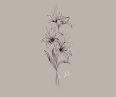 black and white drawing of flowers on a gray background