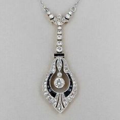 Art Deco Pendant 1 Ct Round Cut Real Moissanite 14K White Gold Plated 18" Chain  | eBay Art Deco Pendant, Man Made Diamonds, Clear White, Girly Jewelry, Fine Jewellery Necklace, Diamond Clarity, Jewelry Ideas, Colored Diamonds, Antique Jewelry