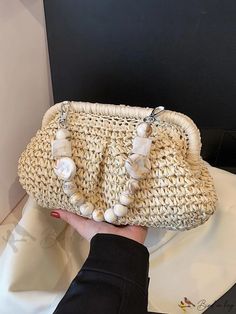 Bird in Bag - Beaded Straw Bag Decoration Bag Decoration, First Contact, Bag Bag, Bird In Bag, Polyester Material, Straw Bag, Top Handle, Free Gifts, Straw