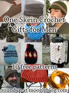 a collage of crochet gifts for men