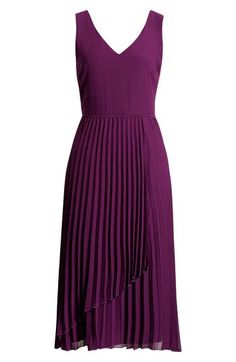 A pleated skirt lends depth and movement to this faux-wrap midi dress. Back zip closure V-neck Sleeveless Lined 100% polyester Dry clean Imported Leopard Print Shoes, Dress Back, Wrap Midi Dress, Hair Sale, Fragrance Design, Fabric Gifts, Free Fabric, Fashion Help, Nordstrom Dresses