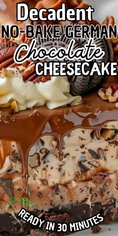 no - bake german chocolate cheesecake recipe in 30 minutes