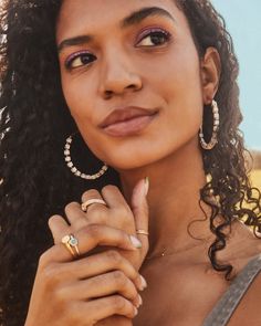 Good news – the Ember Gold Hoop Earrings in White Howlite are just the pop of color you’re looking for. Crafted with custom-cut genuine stone beads, these one-of-a-kind earrings make for an elevated take on a classic silhouette. Metallic Powder, Ranch Life, White Howlite, American Southwest, Gold Butterfly, Classic Silhouette, Yellow Roses, Gold Hoop, Bronze Color