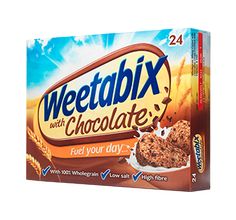 a box of weetabix with chocolate