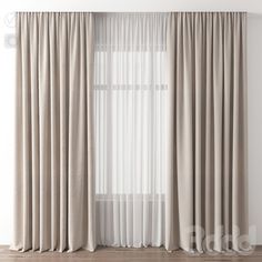 an empty room with curtains and wooden floors in front of the window 3d rendering stock photo