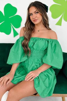 Catriona Off The Shoulder Rhinestone Detail Mini Dress (Green) · NanaMacs Large Dress, Small Dress, Evening Attire, Flowing Maxi Dress, Glamorous Evening Gowns, Fashion Sense, Women's Fashion Dresses, Perfect Dress, Green Dress