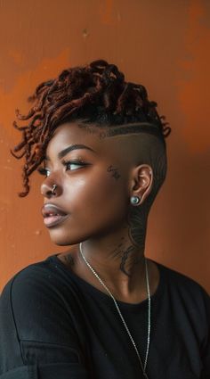 23 Locs with Undercut Women Hairstyles: Bold and Beautiful Ideas | LooksNiceOnMe Locs With Undercut, Locs With Undercut Women, Braided Loc Updo, Undercut For Women, Side Shave Design, Undercut Natural Hair, Pixie Cuts For Black Women, Shave Designs, Traditional Locs