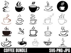 coffee cups and saucers icon set