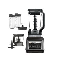 an image of a blender that is on the white background with other items around it