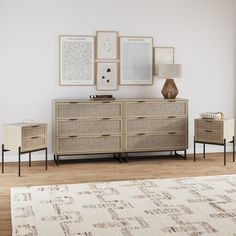 a living room scene with focus on the dresser and sideboard in the foreground