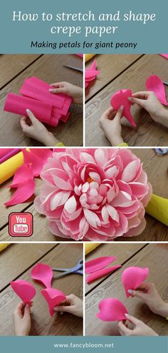 how to stretch and shape crepe paper flowers for giant pom poms