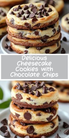 delicious cheesecake cookies with chocolate chips are the perfect dessert to serve for breakfast or brunch