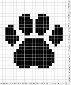 a cross stitch pattern with an image of a dog's paw in black and white