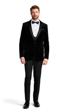 A velvet black tuxedo with one button and a peak lapel. Gray Wool Coat, Tuxedo Suit, Black Tuxedo, Peak Lapel, Suits Coats, City Style, Tie Shoes, Pant Shirt, Coat Pant