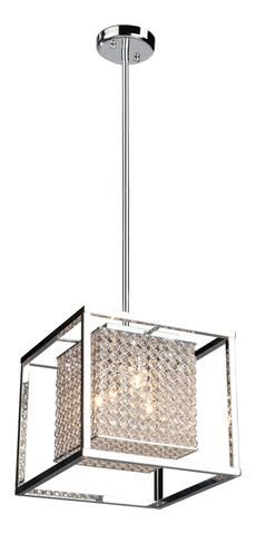 a square chandelier with two lights hanging from it's sides and one light on the other side