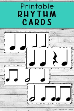 printable rhythm cards with music notes and trebles on them