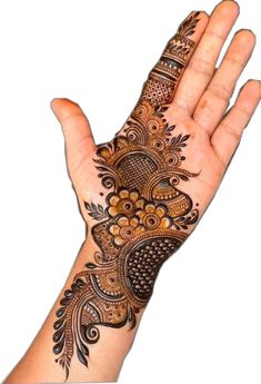 a hand with henna tattoos on it