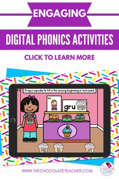 Digital phonics activity being played on a tablet Phonics Interactive Notebook, Fun Phonics Activities