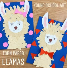 two llamas made out of construction paper